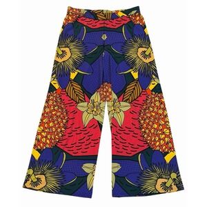 EVA VARRO Ornate Wide Leg Palazzo Pants Colorful Tropical Art Stretch Womens XL